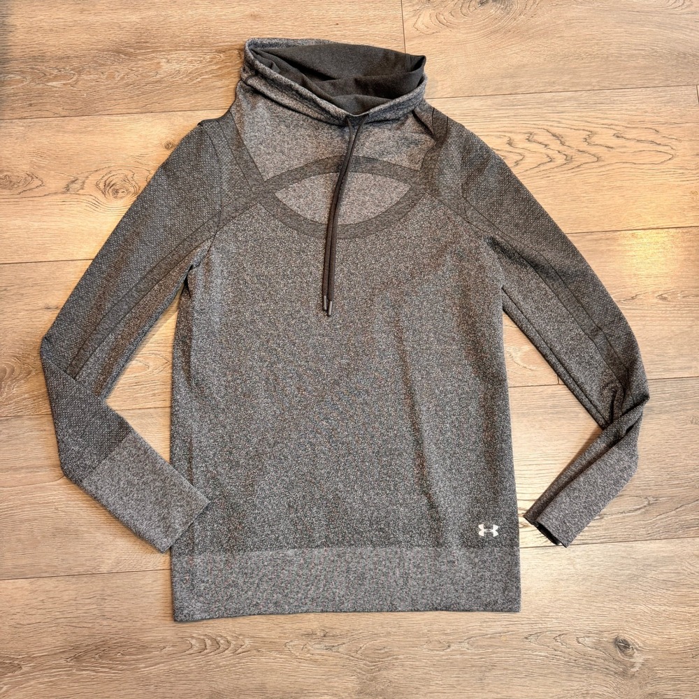 Under Armour Threadborne HeatGear Cowl Neck Long Sleeve Top Women Medium‎ M Gray